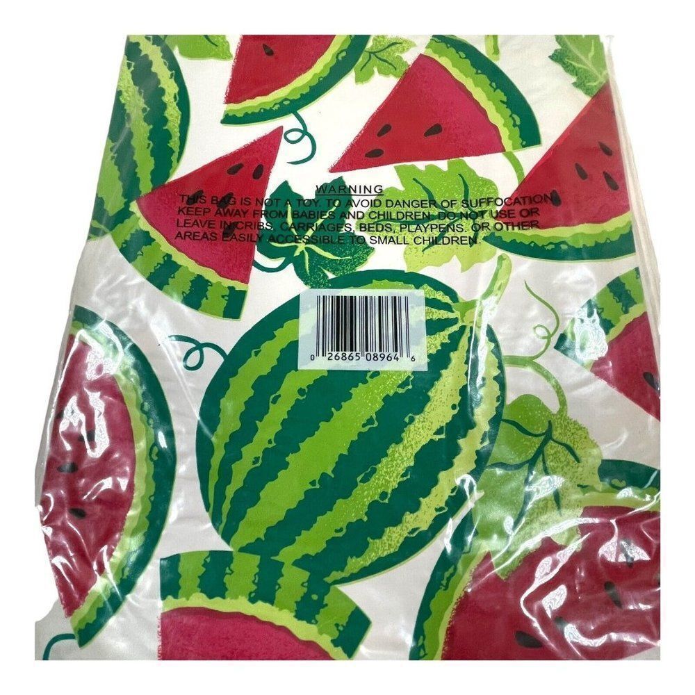 VTG Fun In The Sun 70” Round Zipper Edge Watermelon Vinyl Outdoor Tablecloth